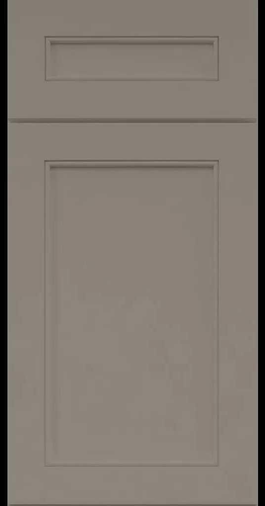Alpine-style mitered shaker cabinet in Wind Matte with a flat center panel and inside bead detail.